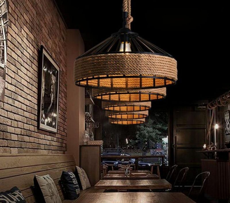 American Hemp Rope Lamp Retro Industrial Style Restaurant Creative Chandelier