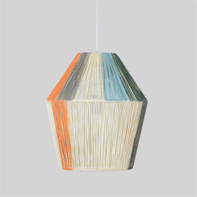 Modern Rattan Pendant Lights Japanese Style Colored Hemp Rope Hanglamp for Dining Room Bedroom Homestay Loft Decor E27 Fixtures