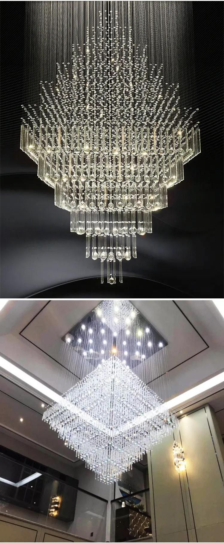 European Style Decorative Exhibition Hotel Stair Custom Project Crystal Chandelier Lamp