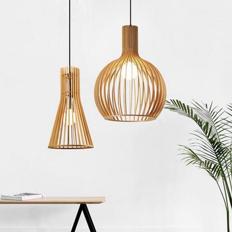 Fancy Metal Lantern Style Wooden Pendant Lamp