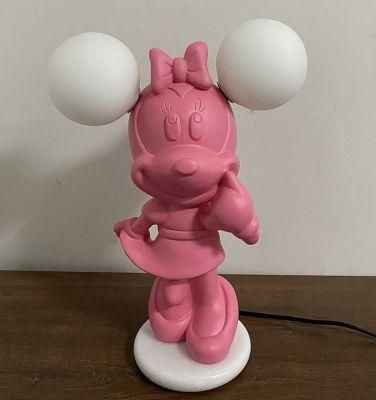 2022 Modern Home Nordic Style Resin Bedroom Bedsides Cute Mickey Mouce Pink Sweet Table Lamp