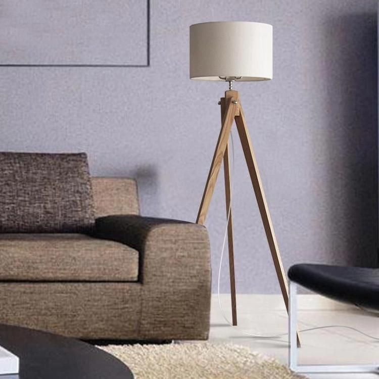 Home Bedside with off- White Fabric Shade Modern Floor Lamp