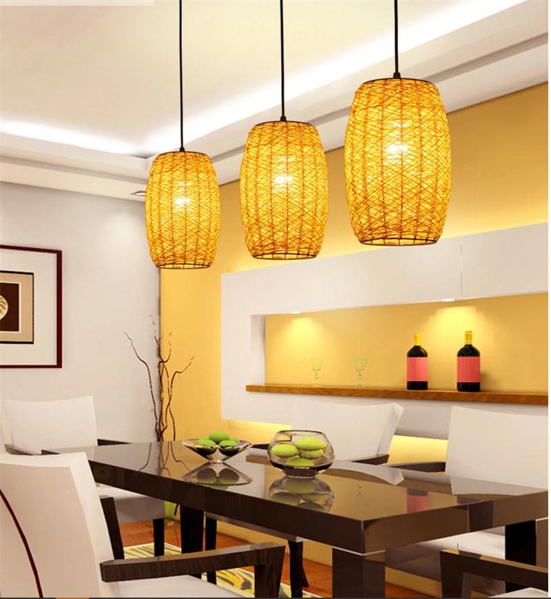 Natural Weaving Hanging Light Rustic Rattan Woven Ceiling Lamp