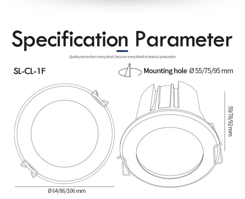 Recessed Aluminium Spot Light 12W 18W 25W COB LED Circle Downlight