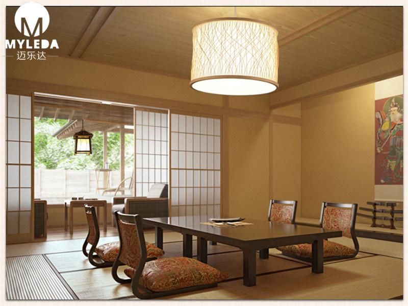 Retro Hotel Corridor Classic Wooden Cloth Cover Chandelier of Home