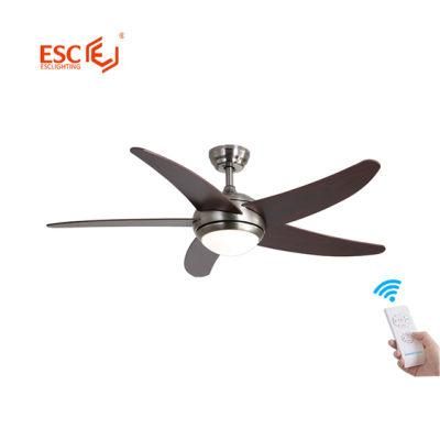 Decorative Ceiling Fan Modern Tuya WiFi Remote AC 70W 5 Blades Wooden Ceiling Lamp with Fan