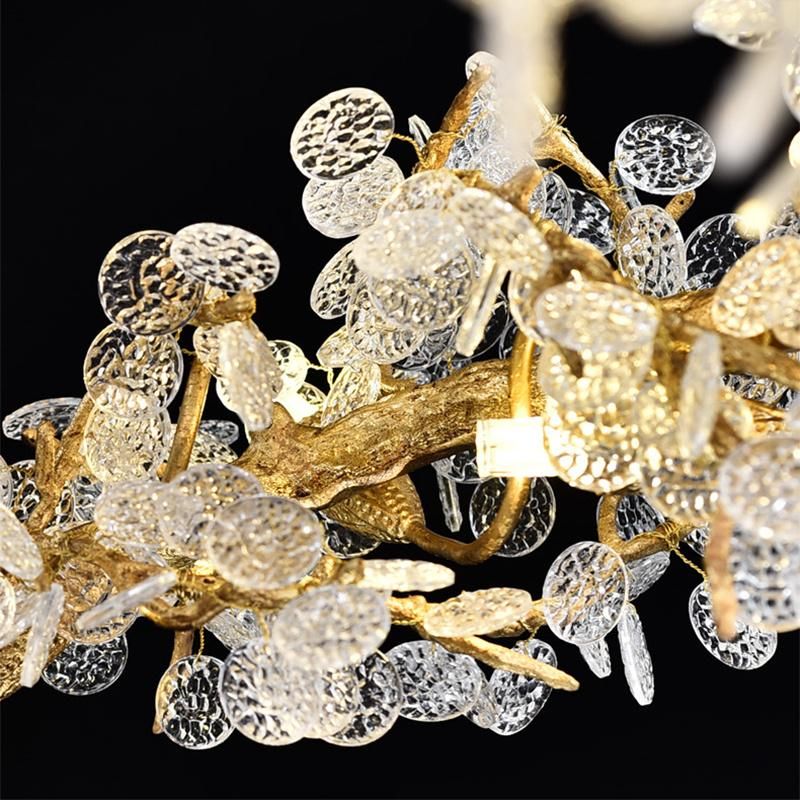 All Copper Chandelier Living Room Lamp Branch Crystal Pendant Lamp