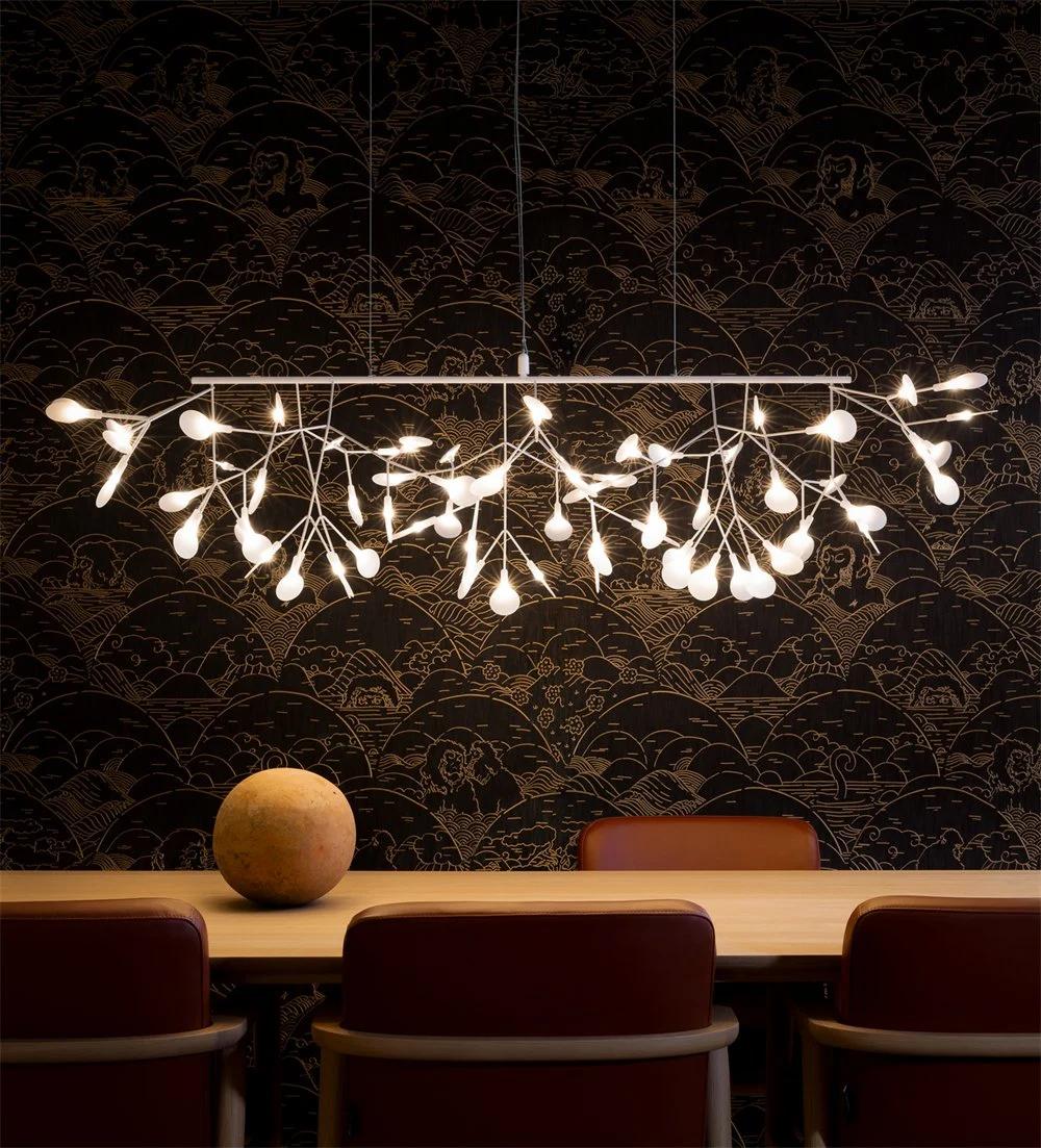 LED Fixtures Luminaires Flower Branches Heracleum Pendant Suspended Blossom Living Room Dining Hallway Lobby Bar Hotel Office Hanging Light Chandelier
