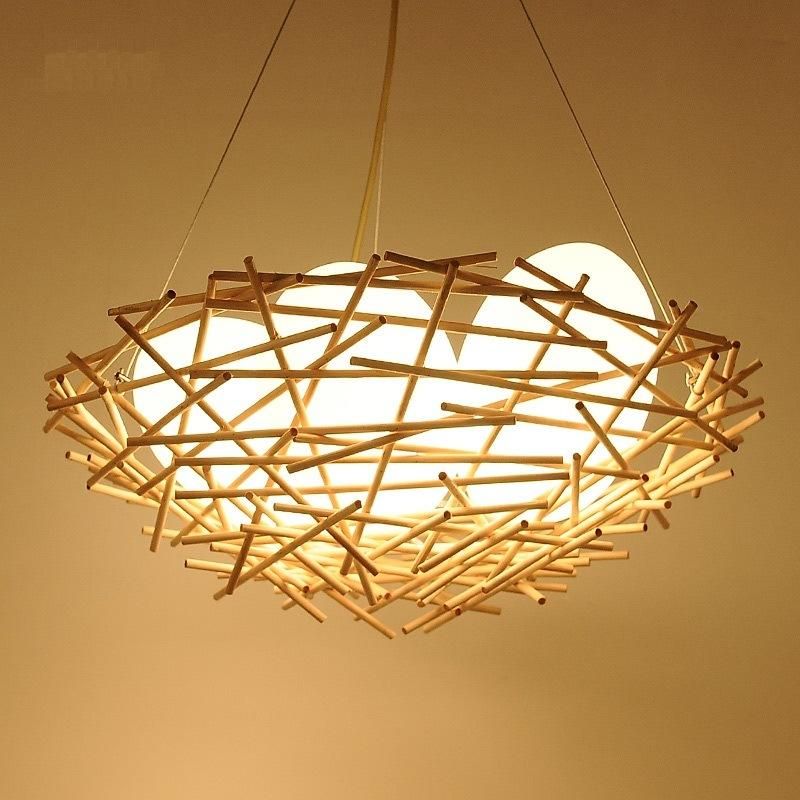 Create Design Rattan Birl Egg Pendant Lamp for Indoor Home Kitchen Lighting Fixtures (WH-WP-06)