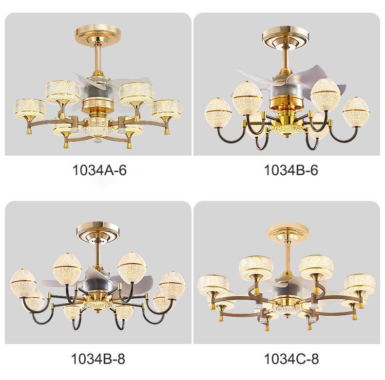 Modern Minimalist Living Room Electric Fan Lamp Bedroom Dining Room Frequency Conversion Ceiling Fan Lamp Invisible Fan Lamp