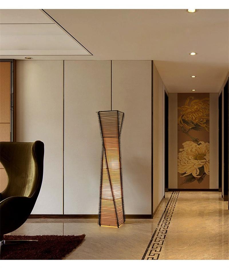 New Chinese and Japanese Southeast Asian Bamboo Decorative Lighting Bamboo Silk Floor Lamp