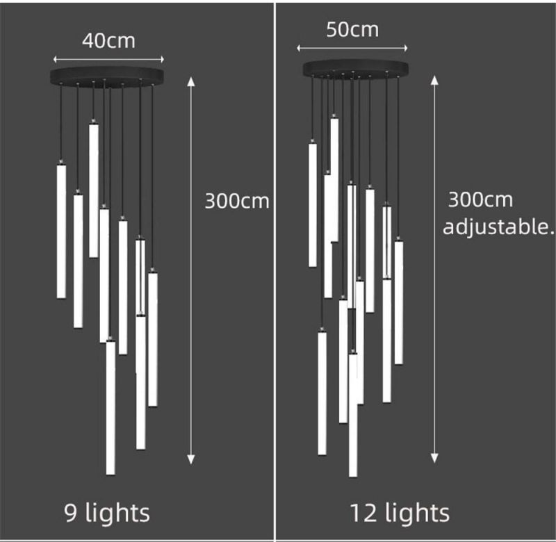 Modern LED Stair Chandelier Hanging Lamp