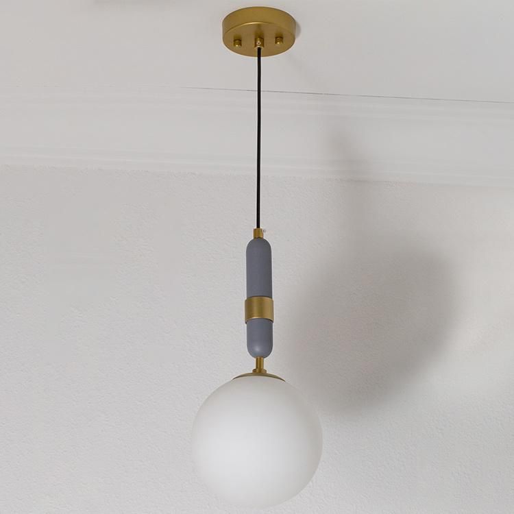 Modern White & Gold Glass Hanging Pendant Lamp for Bedside, Kitchen, Restaurant