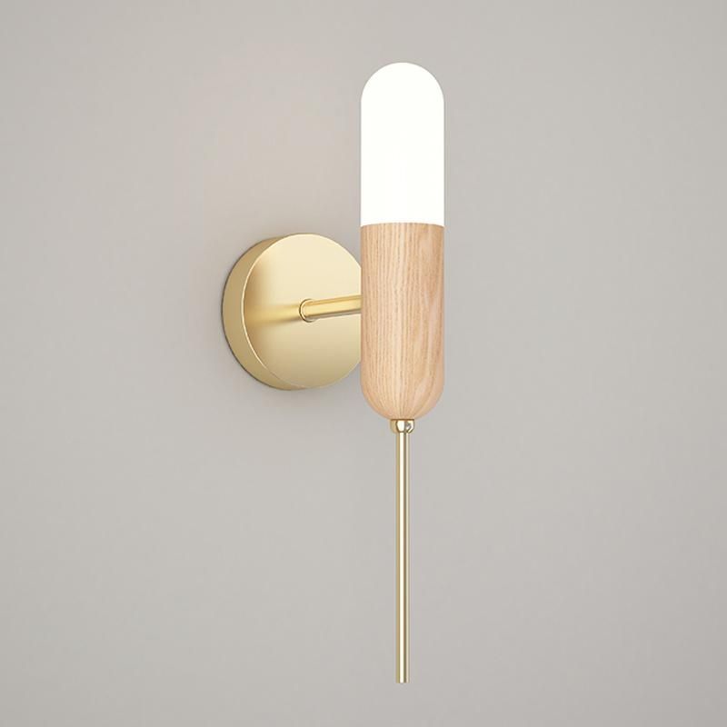 Modern Simple Creative Wood Design Bedroom Bedside Lamp Household Corridor Wall Light