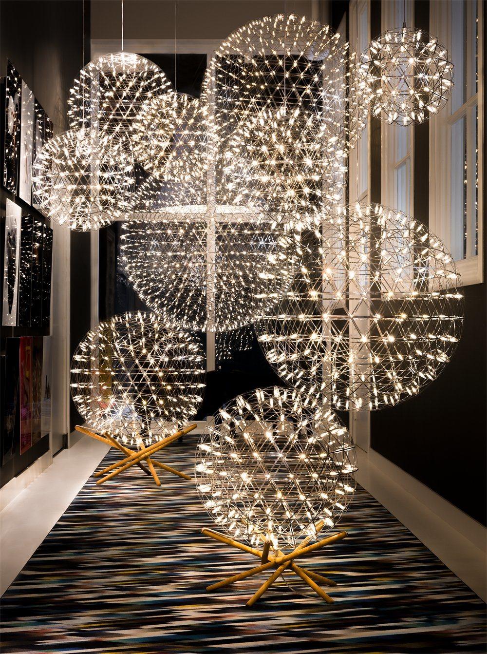 LED Fixtures Luminaires Flower Sphere Branches Pendant Suspended Living Room Dining Hallway Lobby Bar Hotel Office Hanging Light Chandelier