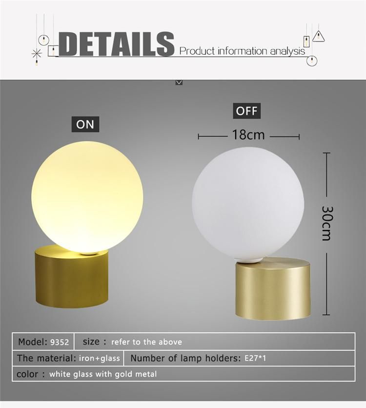 Round Glass Gold Base Modern Table Lamp