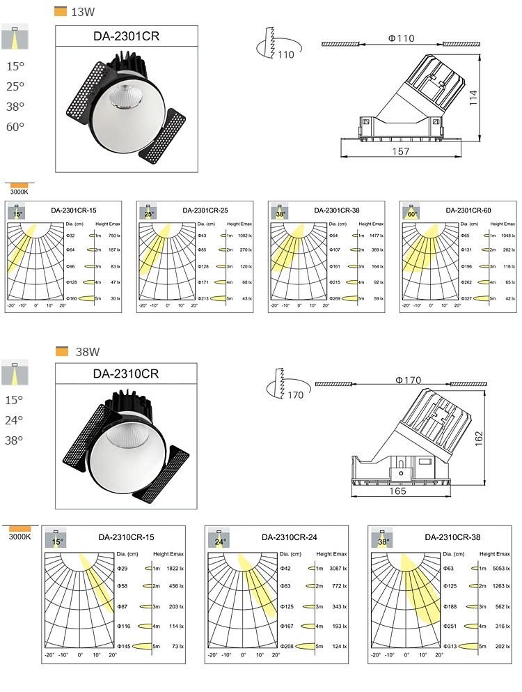 CE Certificated Square Type COB LED Ceiling Light Trimless Downlight Wallwasher 10W