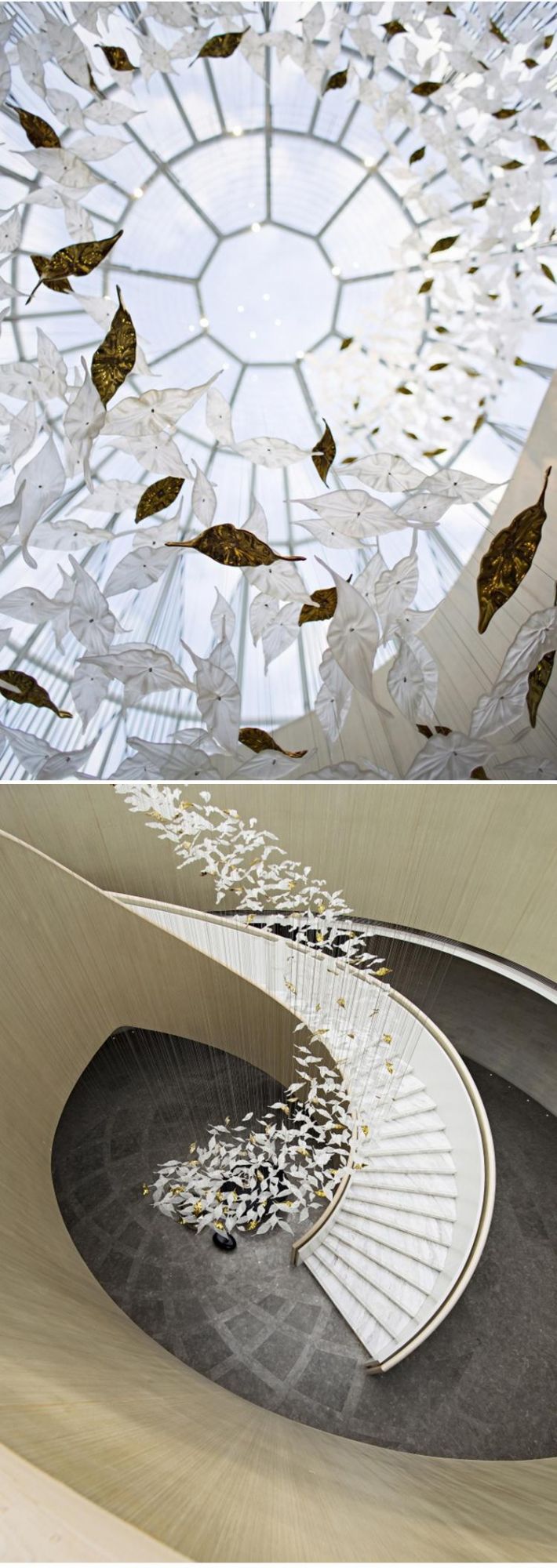 New Product Banquet Hall Villa Commercial Custom Project Luxury Glass Leaf LED Chandelier Lamp