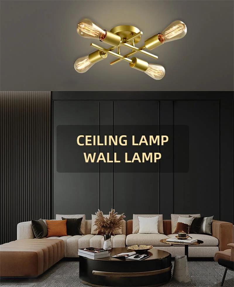 Luxury Modern LED Light Iron Bedroom Glossy Gold Living Room Ceiling Light