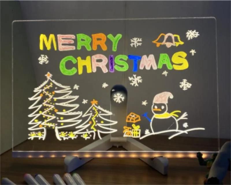 LED Lamp Memo Board Luminous Note Board Student Creative Erasable Memo Portable Mini Writing Board