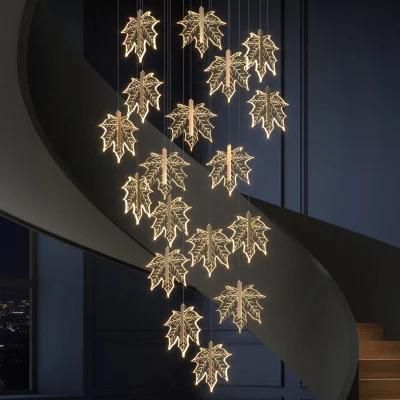 Maple Leaf Crystal Chandelier Lobby Light Pendant Lamp Bedroom Lamp