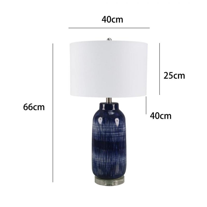 High Quality Modern Design Indoor Decorative Desk Lamp Fabric Shade Metal Glass Lamp Body LED Table Lamp for Living Room