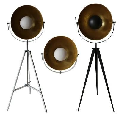 Nordic Vintage Industrial Style Creative Gold/Black Living Room Bedroom Exhibition Hall Solid Wood LED Tripod Floor Lamp