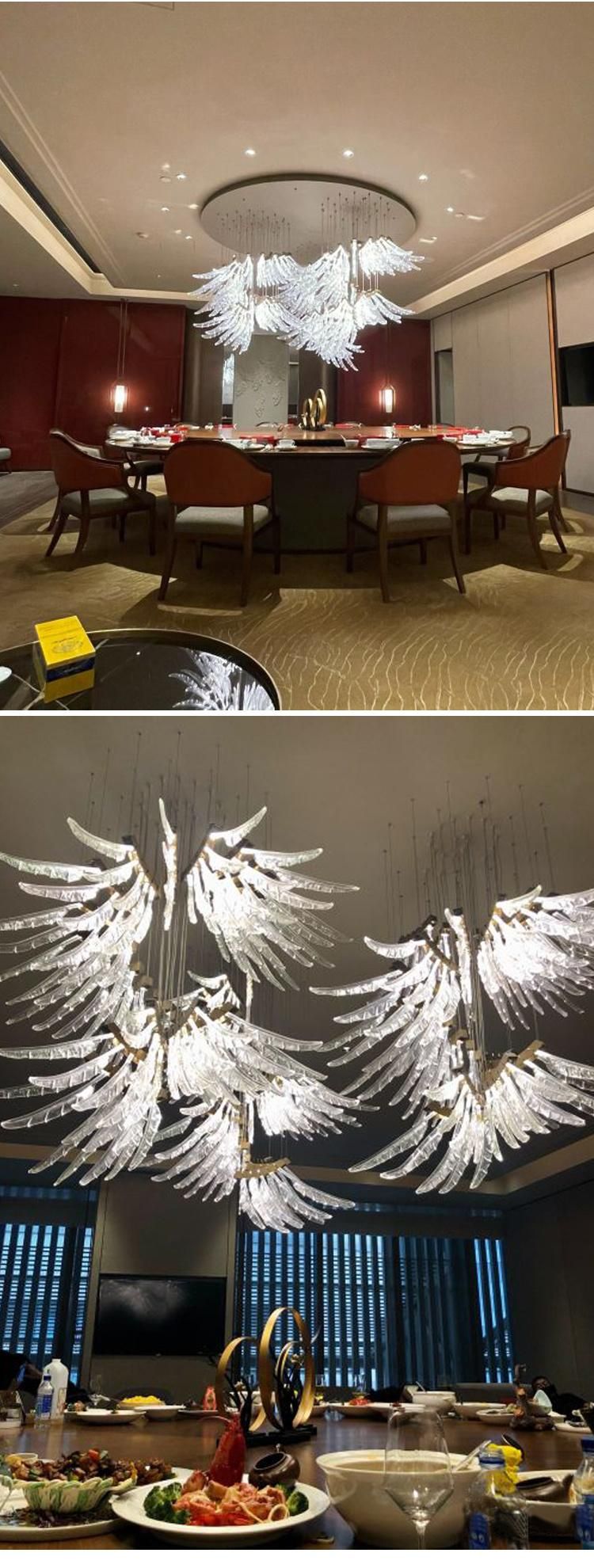 Large Wing Lamp Decoration Exhibition Hall Custom Project Glass LED Chandelier Light