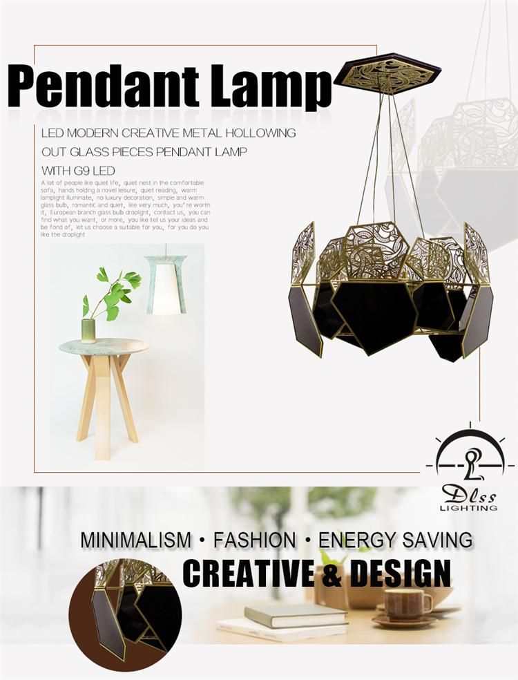Modern Metal Carved Gold Decor Project High Quality Living Room Pendant Lamp