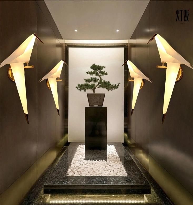 Nordic Paper Crane Bird Bedroom Wall Lamp