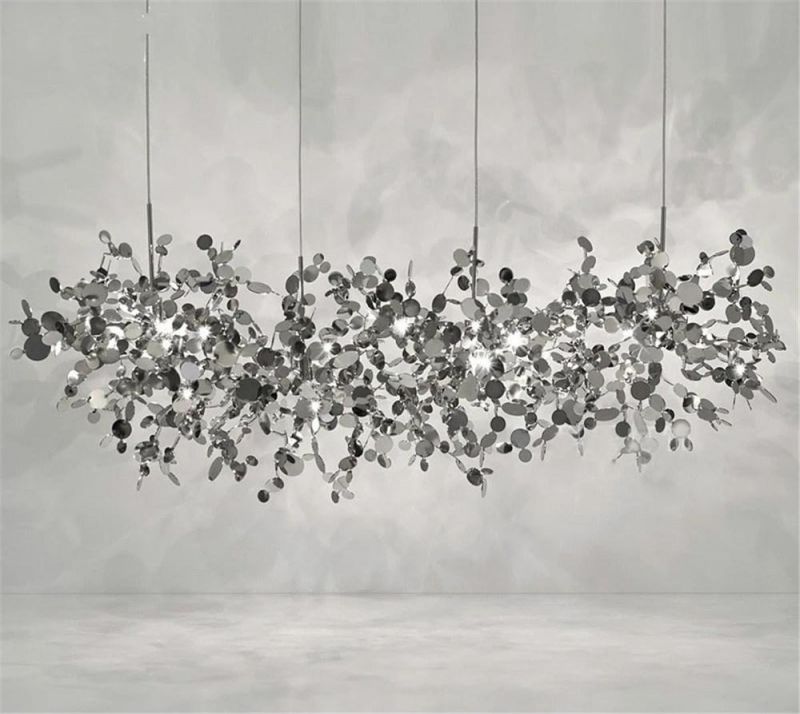Chandelier Argent Lighting Hand Made Stainless Steel Leaf Chandelier Lamp for Living Room/Bedroom Home Art Deo Lighting