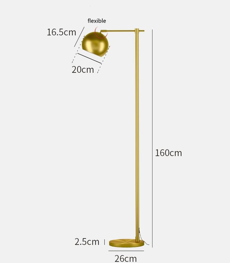 Gold Floor Lamp Modern E27 Standing Lamp Corner Light Reading Light Plated Brass LED Stand Lamp (WH-MFL-65)