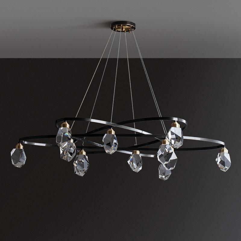 Postmodern Light Luxury Full Copper Room Lamp LED Crystal Pendant Lamp