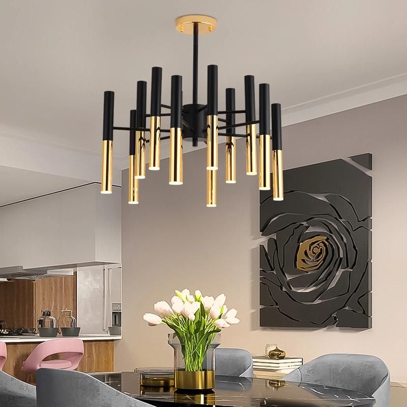 Golden Living Room Chandelier Simple Modern Dining Room Lamp Creative LED Pendant Light