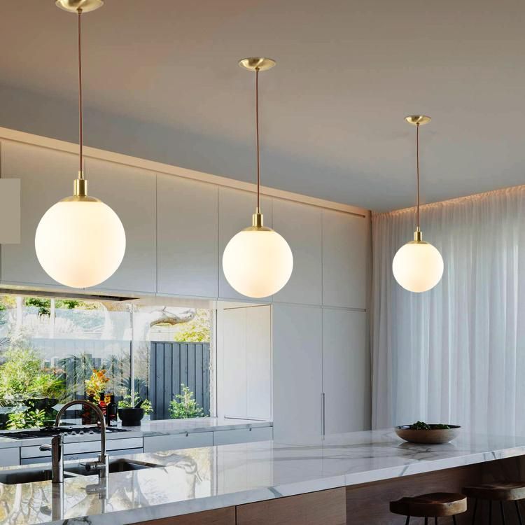 White Glass Pendant Shade Hanging Lamp for Kitchen Dining Room Lighting (WH-GP-22)