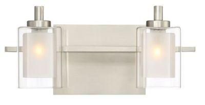 Two Light Bath Vanity Light with Square Clear Frosted Glass