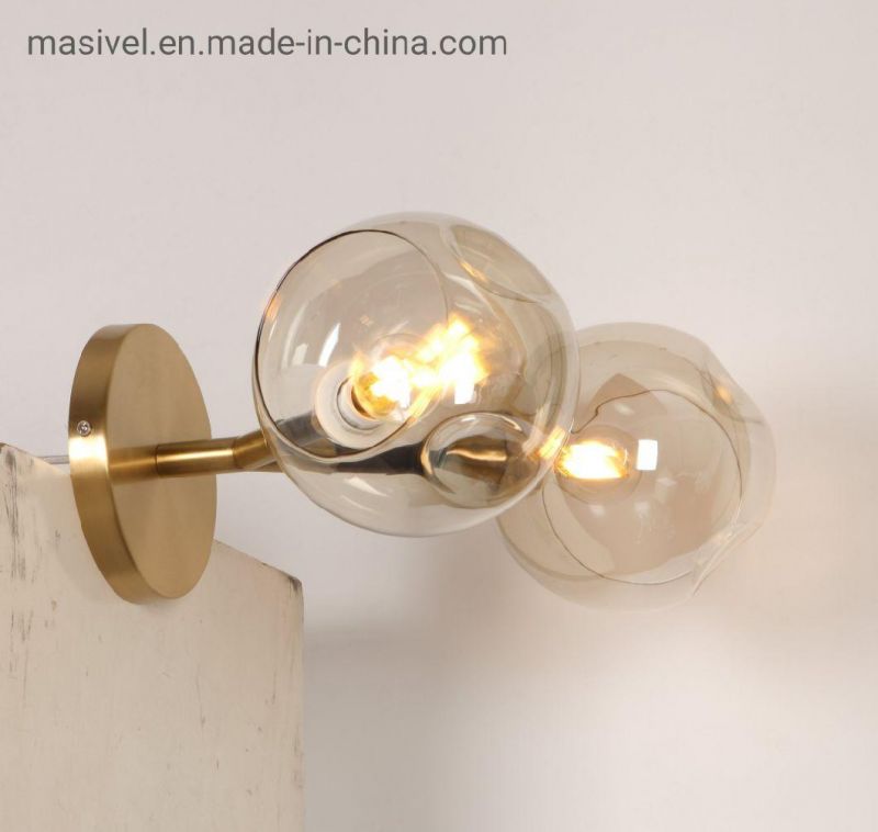 Masivel Nordic Clear Glass Ball Wall Lamp Simple Hotel Bedside Light Modern Indoor Wall Lamp