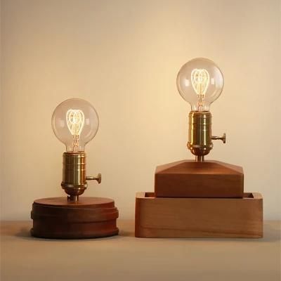 Walnut Solid Wood Desk Light Beauty Vintage Bedroom Bedside Table Lamp
