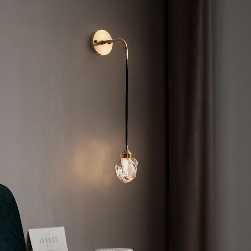 Light Luxury Crystal Light LED Bedroom Bedside Lamp Warm Background Wall Lamp