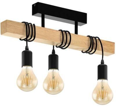 LED Indoor Simple Retro Industrial Style Solid Wood Dining Room Lamp Chandelier