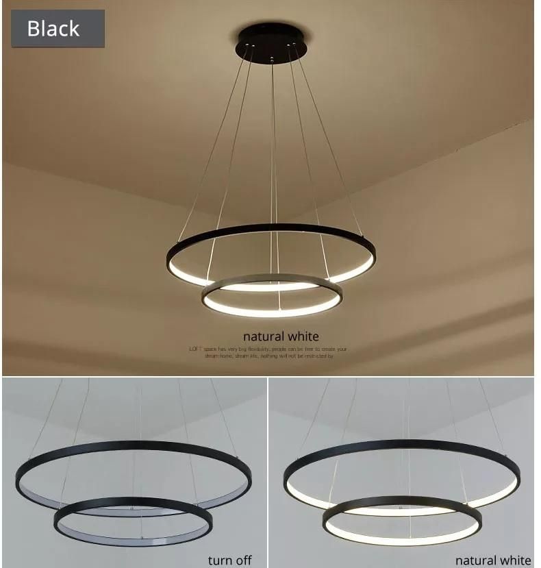 Indoor Modern Circular Ring Chandelier 1 - 3 Rings Pendant Light Home Hotel Lighting