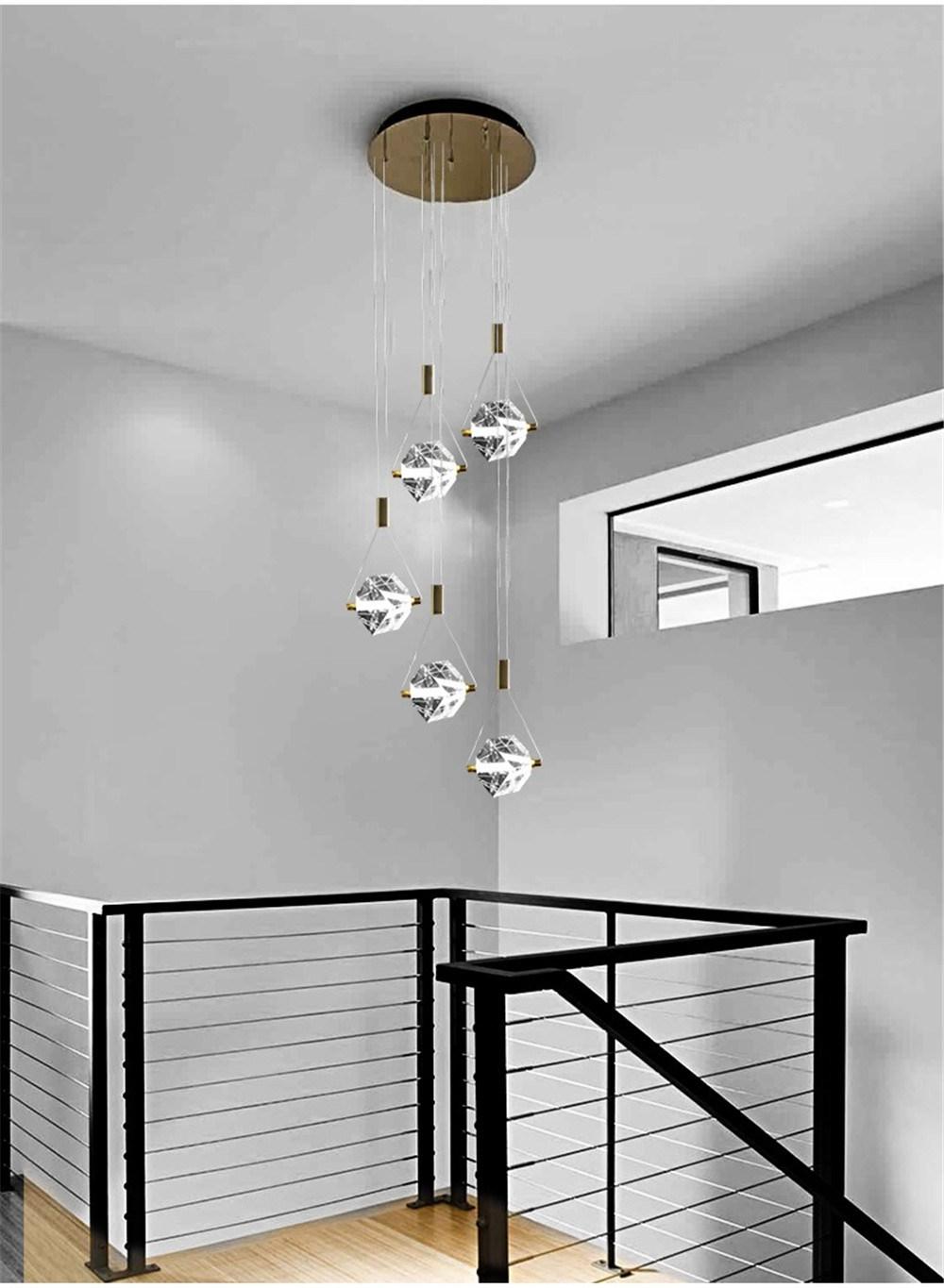 Modern Crystal LED Stairs Small Hanglamp Pendant Lights for Living Room Home Bendroom Dining Room