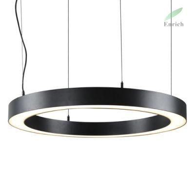 Flicker-Free Aluminum LED Circle Ring Light Round Shape Pendant Light for Office, Hotel