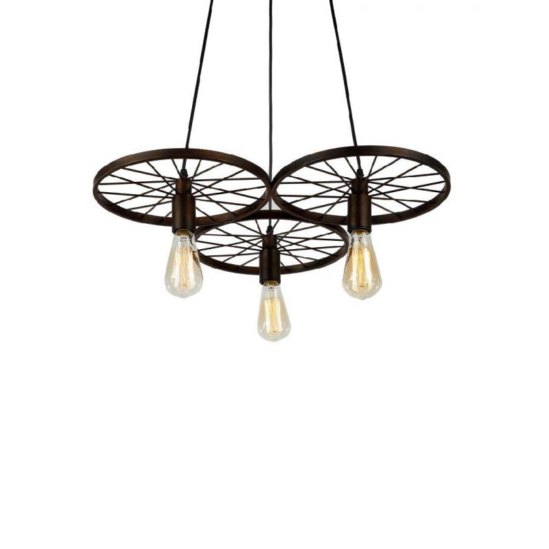 Vintage Rustic Arts Bicycle Wheel Pendant Light