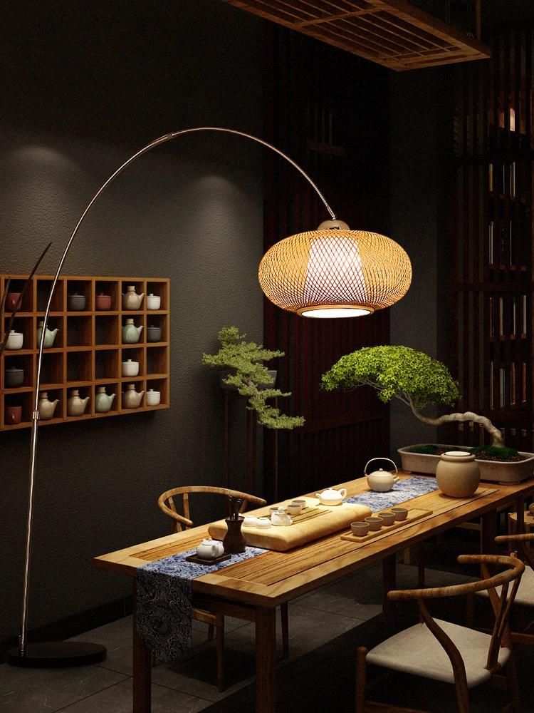 Classical Chinese Design Creative Home Decorative Bedroom Living Room Bamboo Arc Floor Lamp (WH-WFL-18)