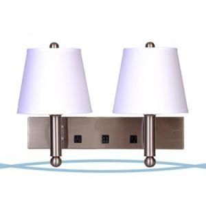 Simple Hotel Double Wall Lamp with 2 Outlets on Base