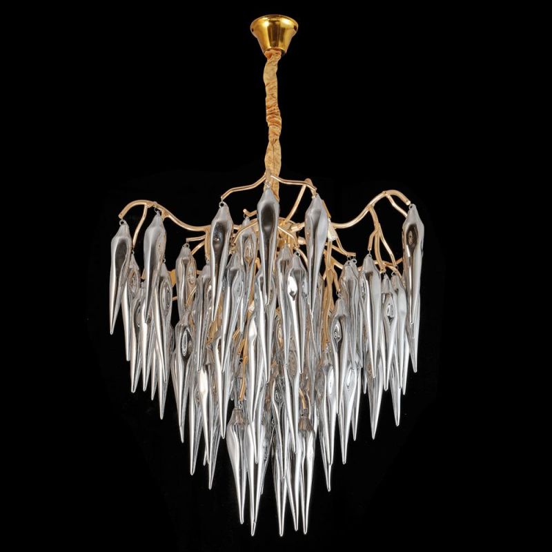 2022 Postmodern Elegant Light Luxury Living Room Dining Room Villa Golden Aluminum Crystal Chandelier