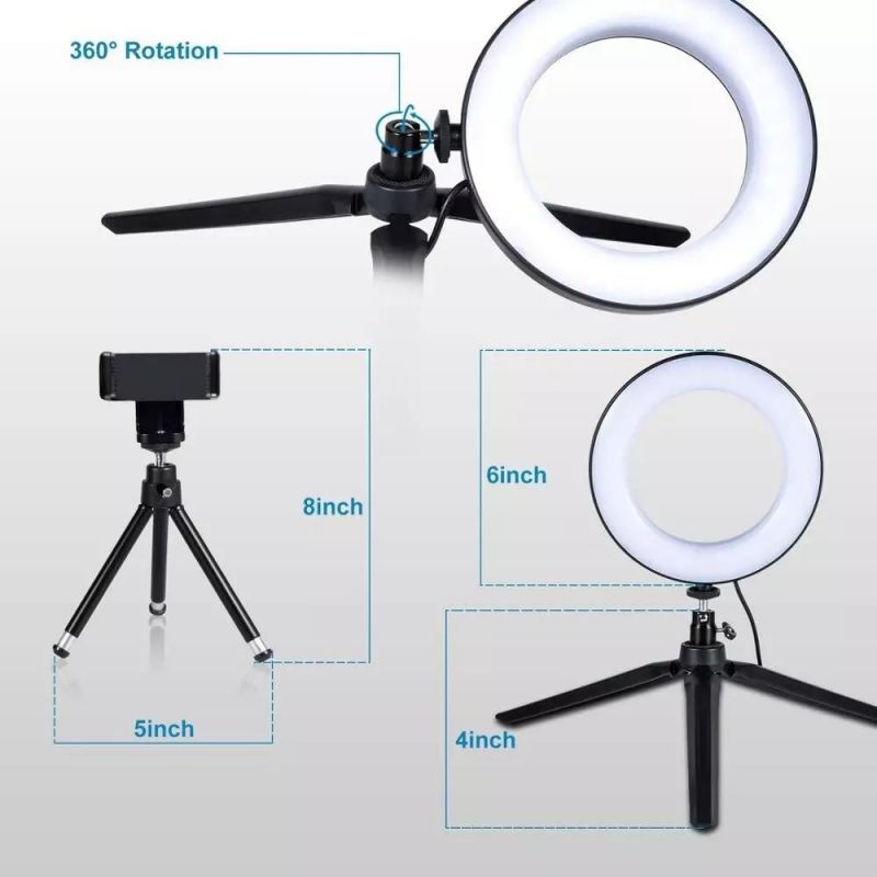 Beauty Selife Camera Studio Mobile Phone Photo Dimmable USB LED Circle Round Ring Lamp Tripod Stand Light