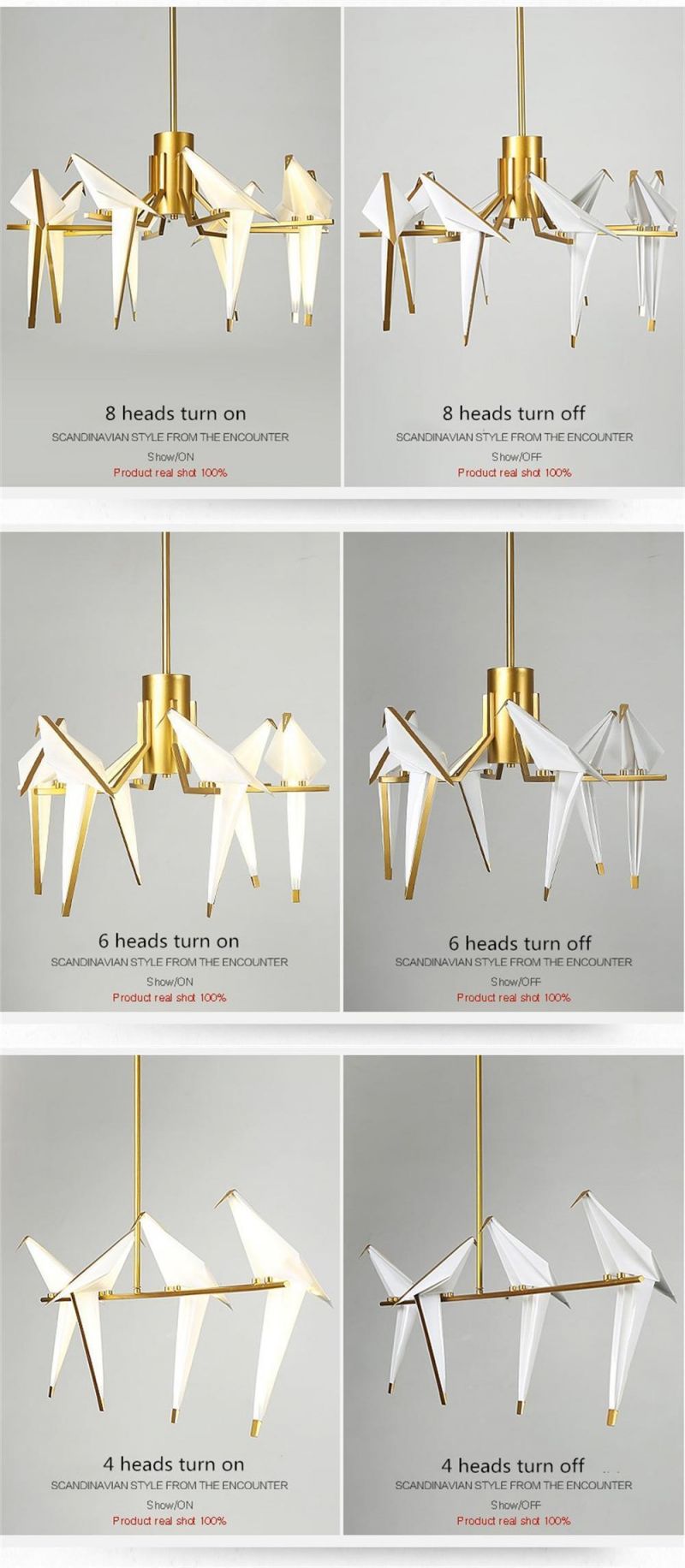 Art Deco Modern Paper Crane Metal Chandelier for Restaurant Living Room Dining Room Children′ S Room LED Bird Design Pendant Lamp