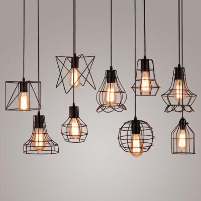 Industrial Pendant Light Edison Hanging Cage Pendant Lights E26 E27 Base Vintage Adjustable Pendant Lamp Fixture for Home Light